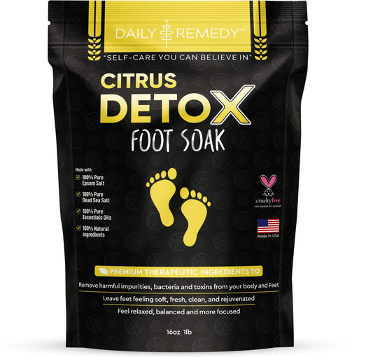 Citrus Detox Foot Soak with Epsom Salt - Removes Toxins, Foot Callus, Boost Immune, Helps Treat Athletes Foot, Inflammation, Tired, Aching Feet and Toenail Fungus Lbs1