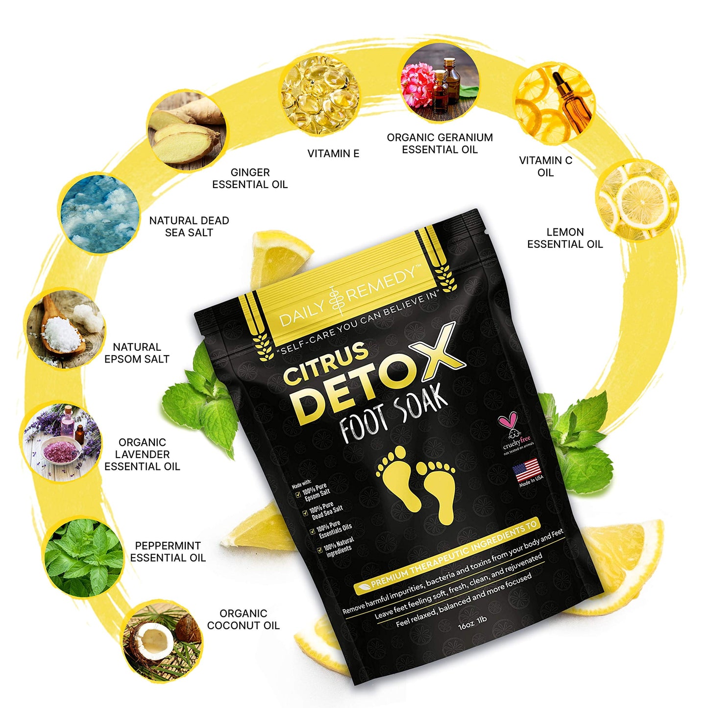 Citrus Detox Foot Soak with Epsom Salt - Removes Toxins, Foot Callus, Boost Immune, Helps Treat Athletes Foot, Inflammation, Tired, Aching Feet and Toenail Fungus Lbs1