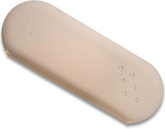 Silicone Makeup Brush Holder Cosmetic Bag: Soft, Portable Travel Case for Cosmetic Brushes with Magnetic Closure, Large Travel Organizer for Makeup Brushes - Khaki