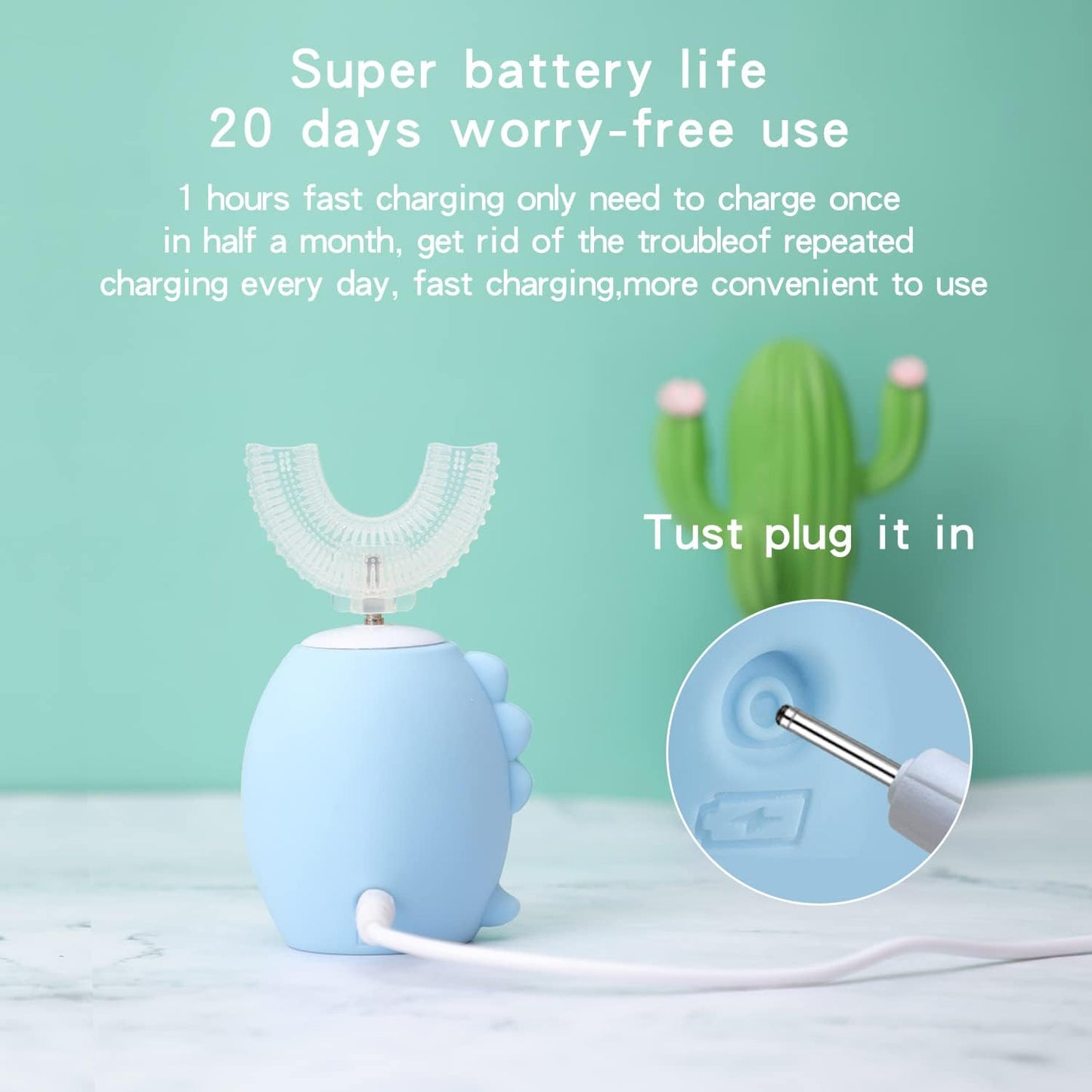 Kids Electric Toothbrushes, U Shaped Ultrasonic Toothbrush,Rechargeable Kids Toothbrush W/Smart Timer, Sonic Toothbrush K10 （2-7Y）…
