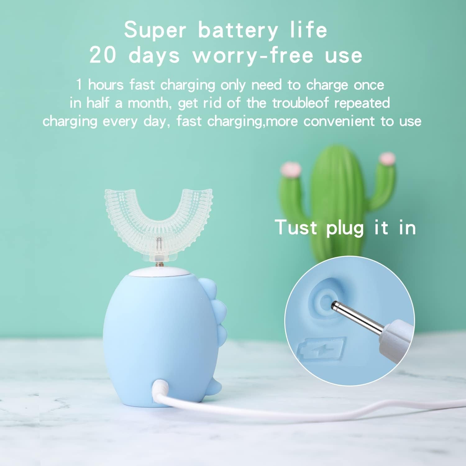 Kids Electric Toothbrushes, U Shaped Ultrasonic Toothbrush,Rechargeable Kids Toothbrush W/Smart Timer, Sonic Toothbrush K10 （2-7Y）…