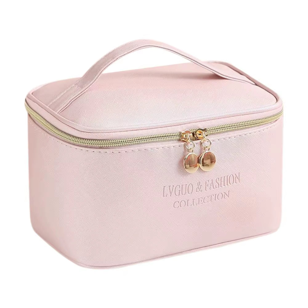 PU Leather Cosmetic Bag Large Capacity Waterproof Zipper Make up Bag Travel Multifunctional Toiletry Organizer