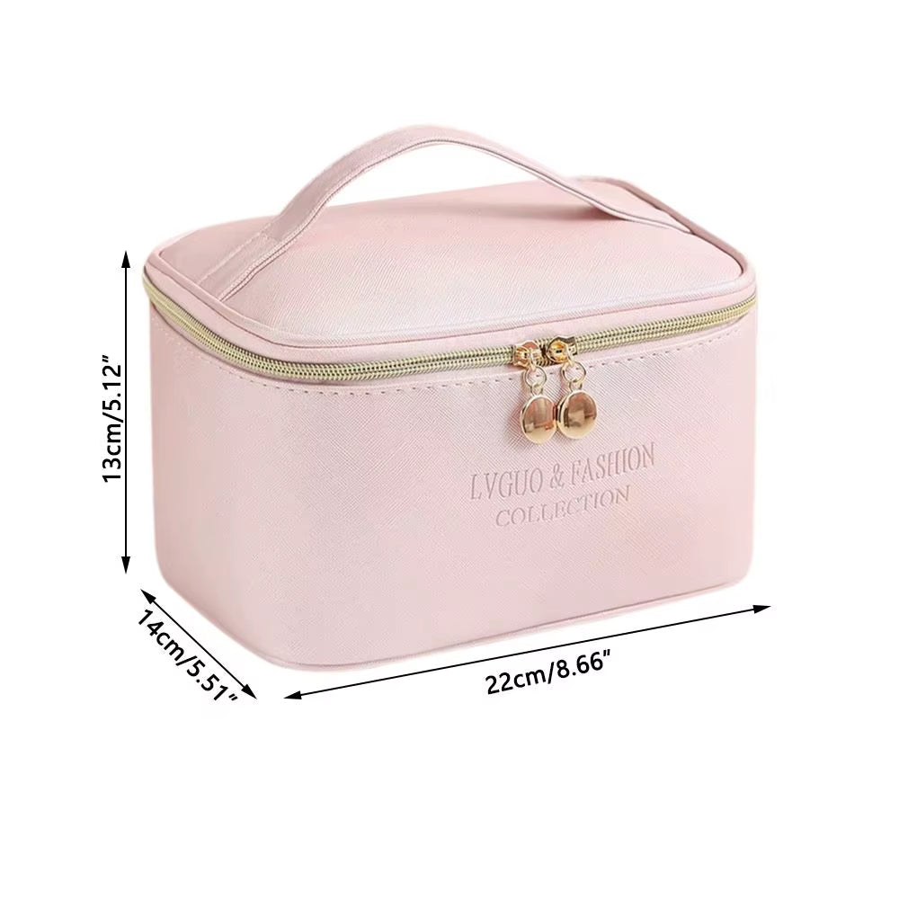 PU Leather Cosmetic Bag Large Capacity Waterproof Zipper Make up Bag Travel Multifunctional Toiletry Organizer