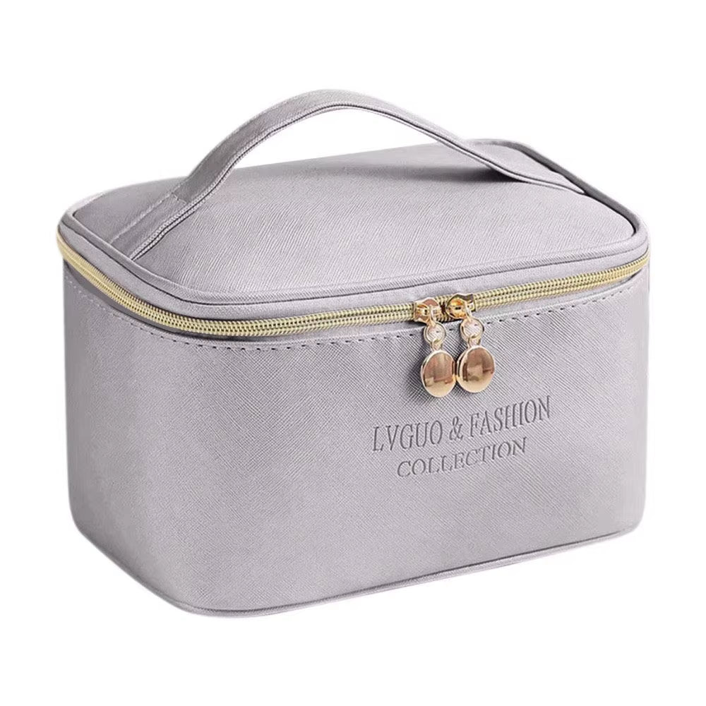 PU Leather Cosmetic Bag Large Capacity Waterproof Zipper Make up Bag Travel Multifunctional Toiletry Organizer