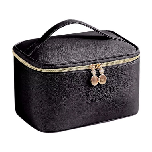 PU Leather Cosmetic Bag Large Capacity Waterproof Zipper Make up Bag Travel Multifunctional Toiletry Organizer